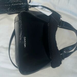 Calvin Klein Estelle Sachel Crossbody Bag Handbag Black Removable Pouch